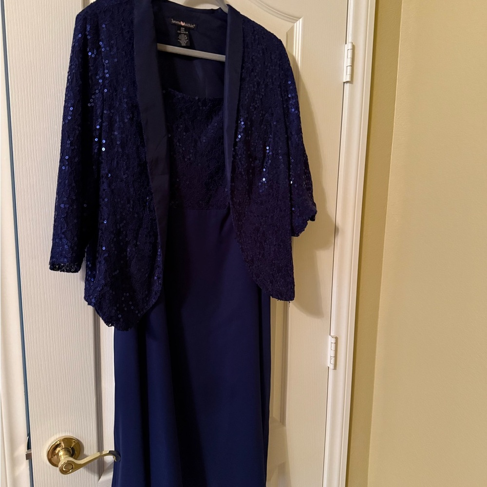 Woman Within Deep Blue Sequin Dress and Jacket